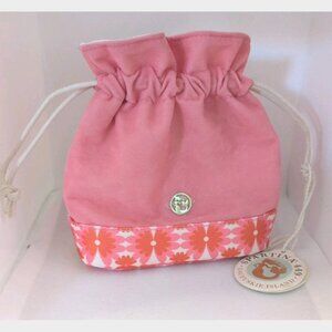 Spartina 449 Keepsake Drawstring Makeup Jewelry Bag Pouch Velvet NEW Pink Floral